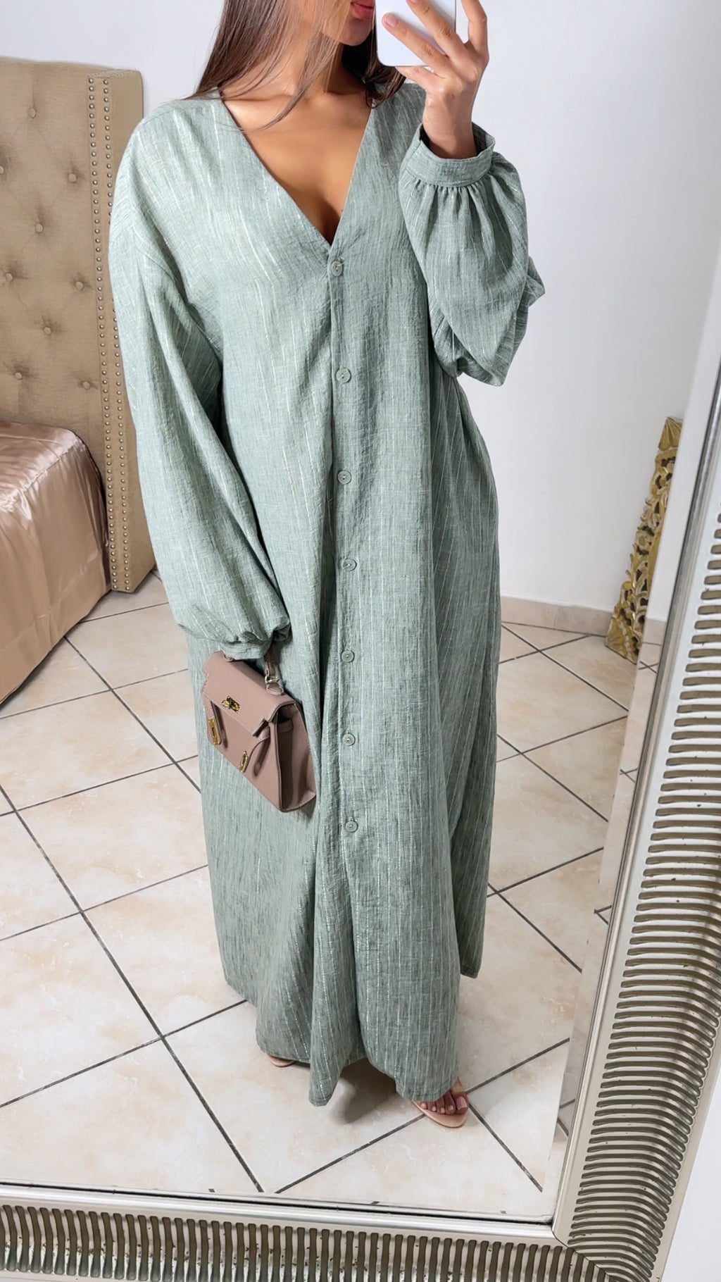 Robe kimono RAYURES argenté [KAKI]