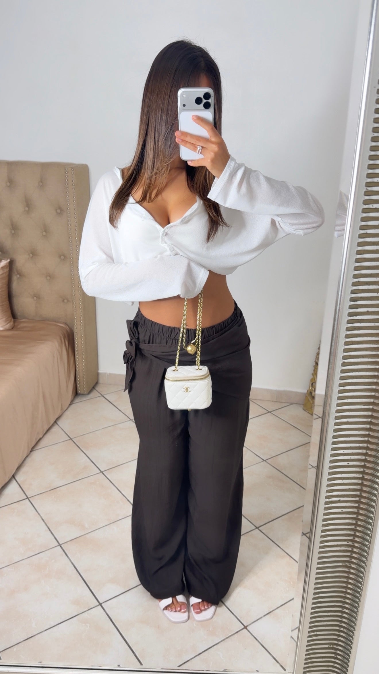 Pantalon ample à nouer [MARRON]