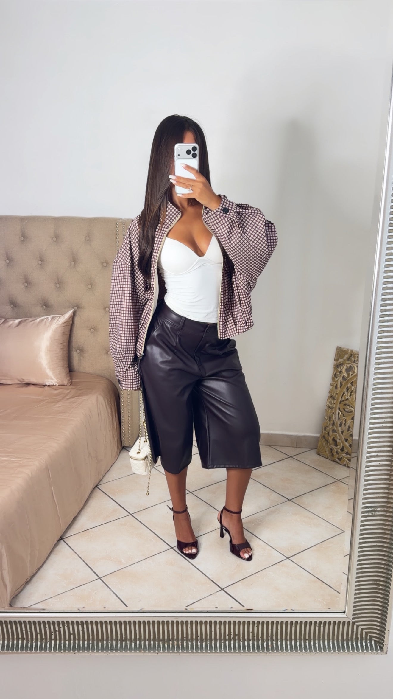 Veste bouffante à carreaux [PRUNE]