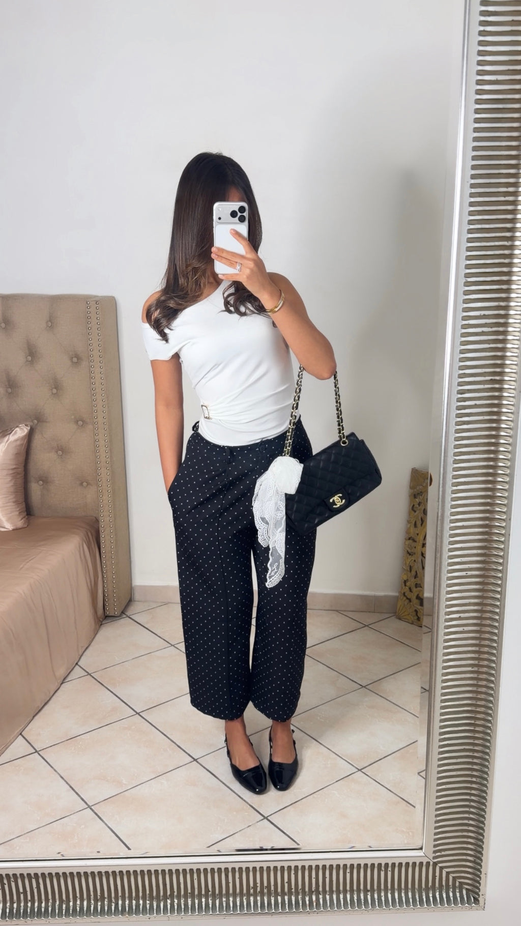 Pantalon cropped à pois [NOIR]