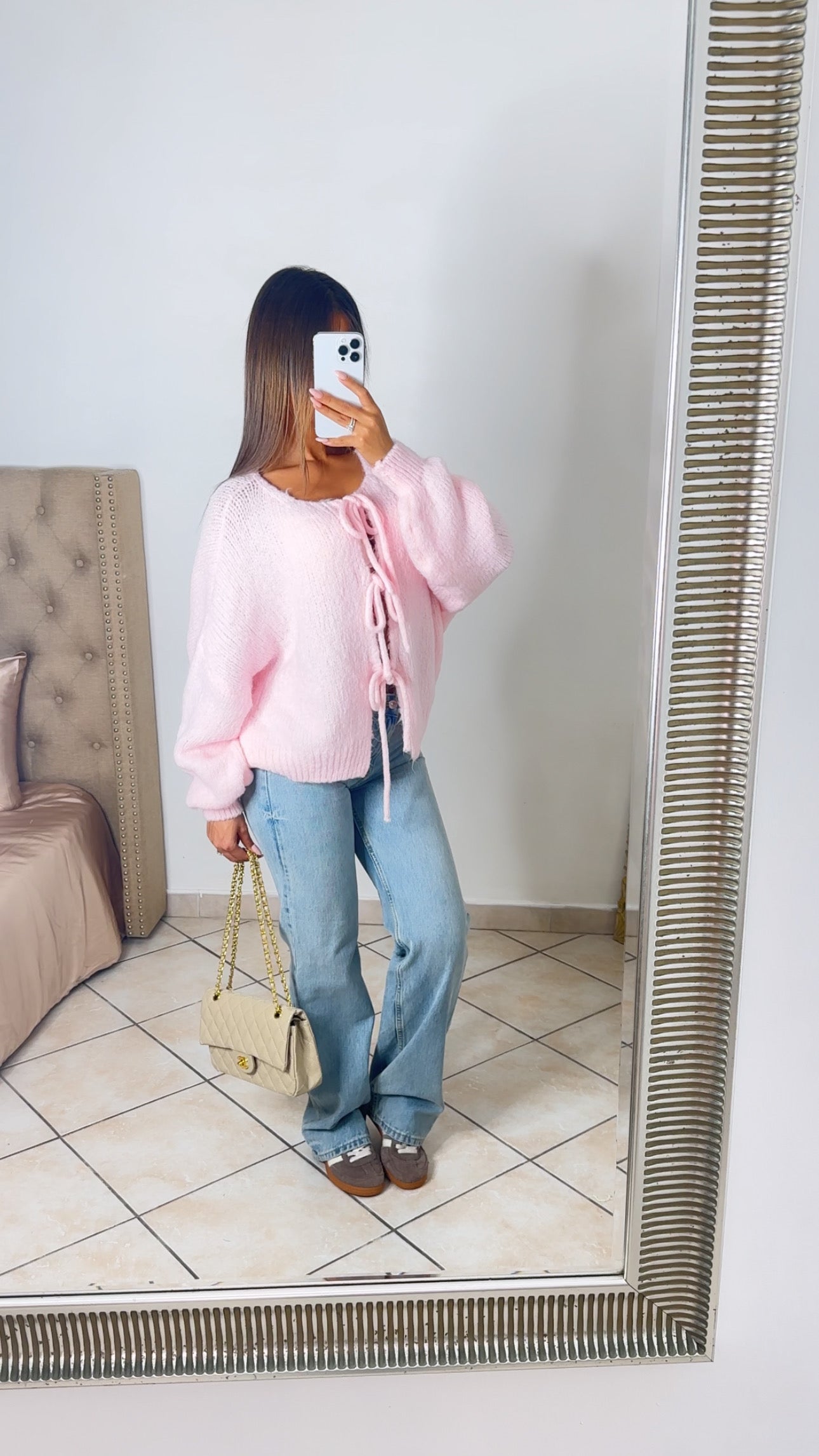Cardigan en maille triple noeuds [ROSE]