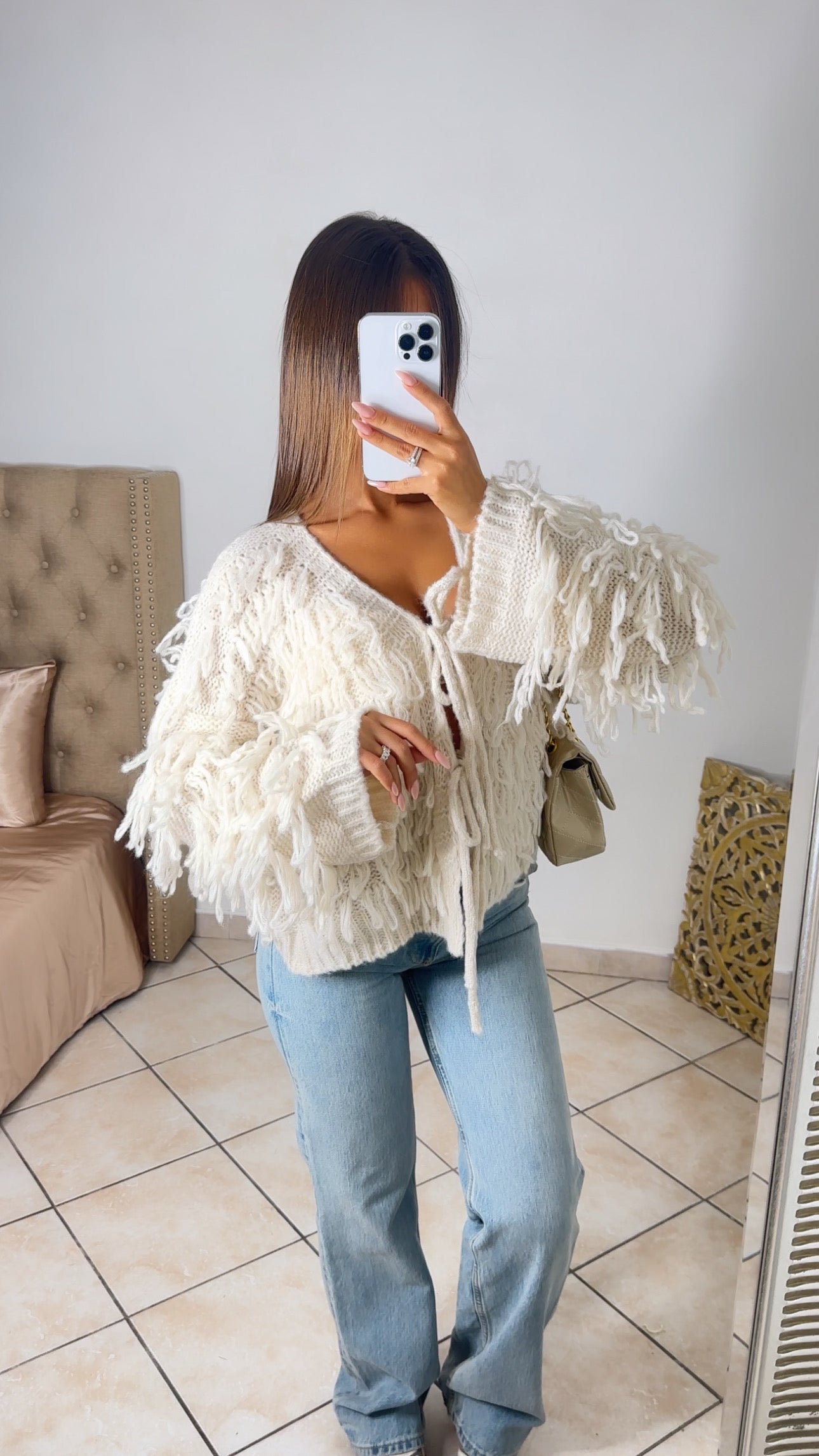 Gilet a franges double noeuds [CRÈME]
