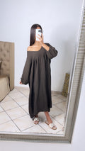 Robe ample gaze de coton [MARRON]