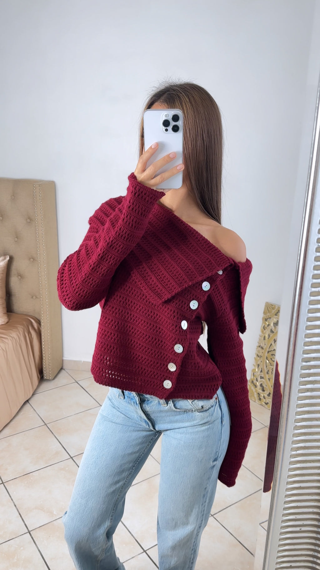 Pull en maille asymétrique [BORDEAUX]