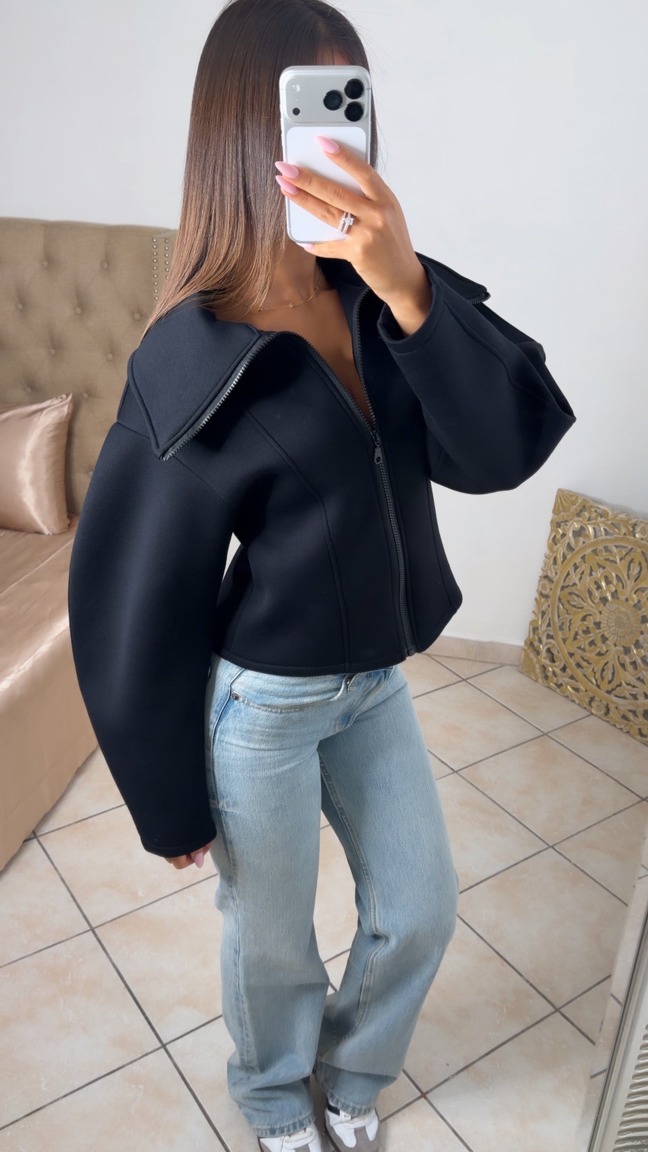 Veste structurée à zip [NOIR]