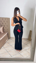 Ensemble top corset et pantalon flare évasé [NOIR]