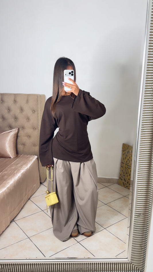 T-shirt oversize à cintrée au dos [MARRON]