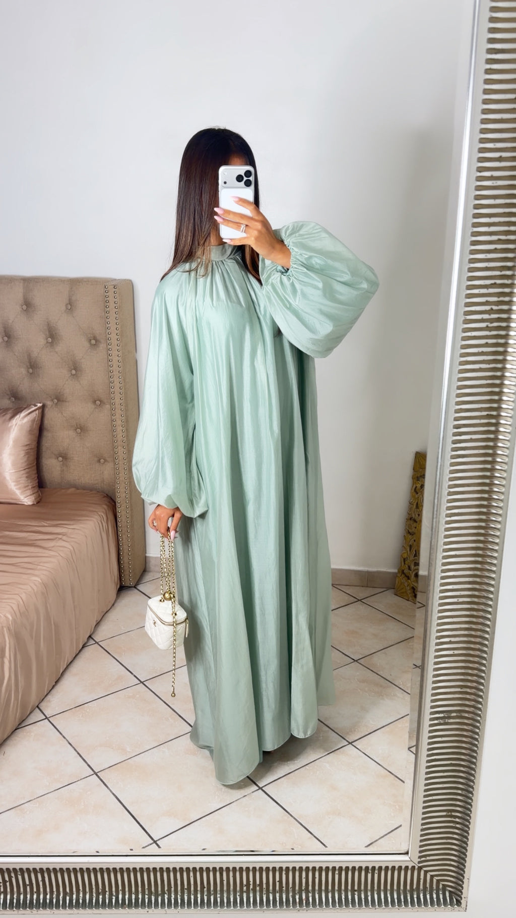 Robe longue manches bouffantes [MENTHE]