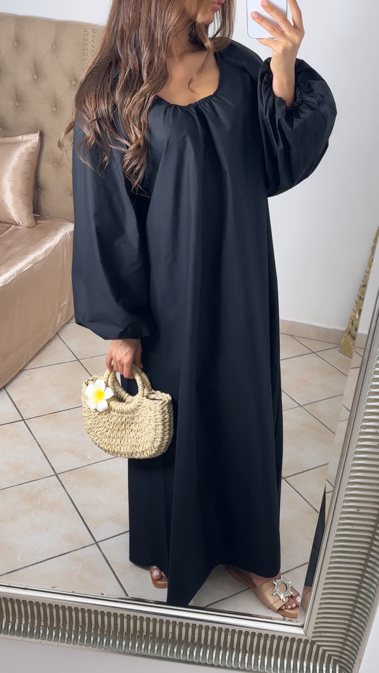 Robe en popeline de coton [NOIR]