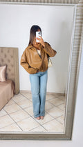 Veste bomber oversize en similicuir [CAMEL]