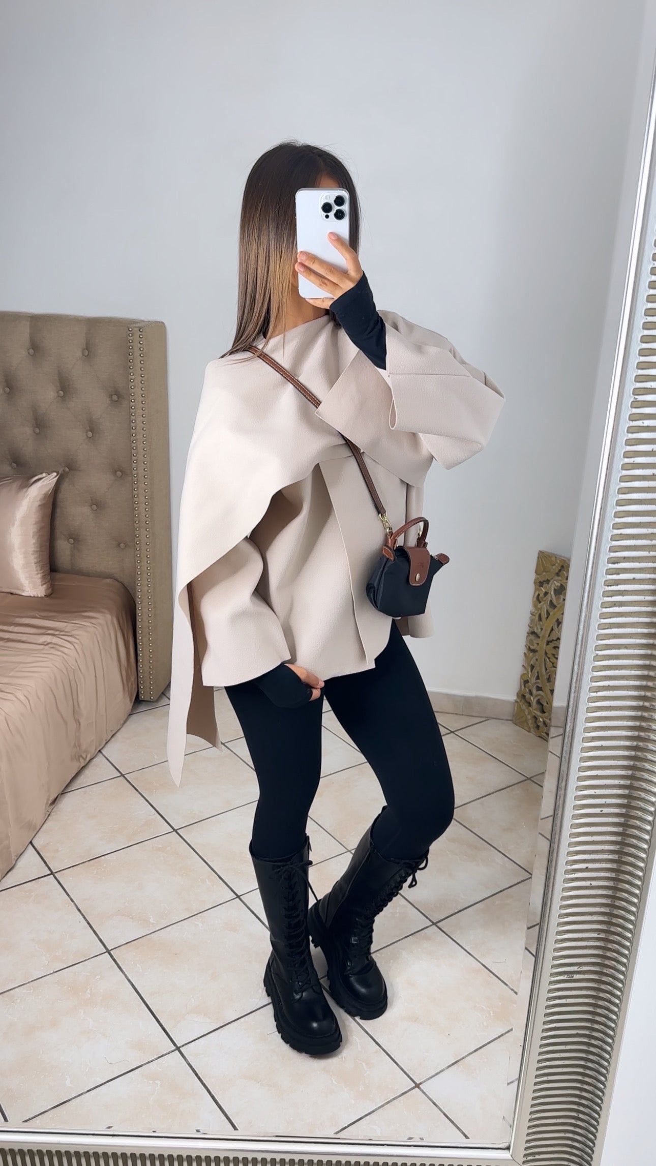 Veste écharpe façon cape [BEIGE]