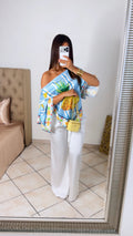 Top satiné triangle à motifs [ANANAS]