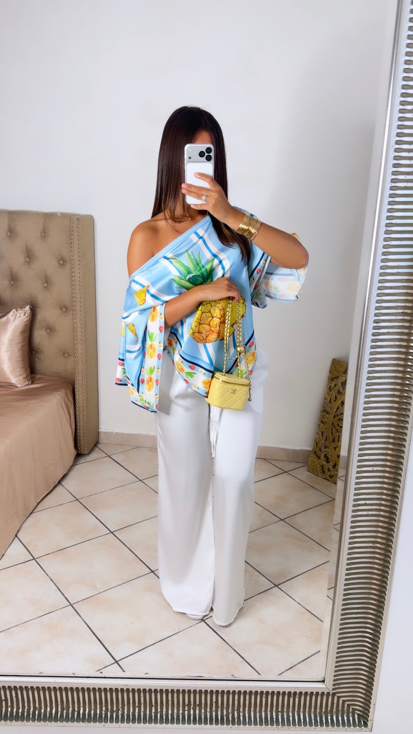 Top satiné triangle à motifs [ANANAS]