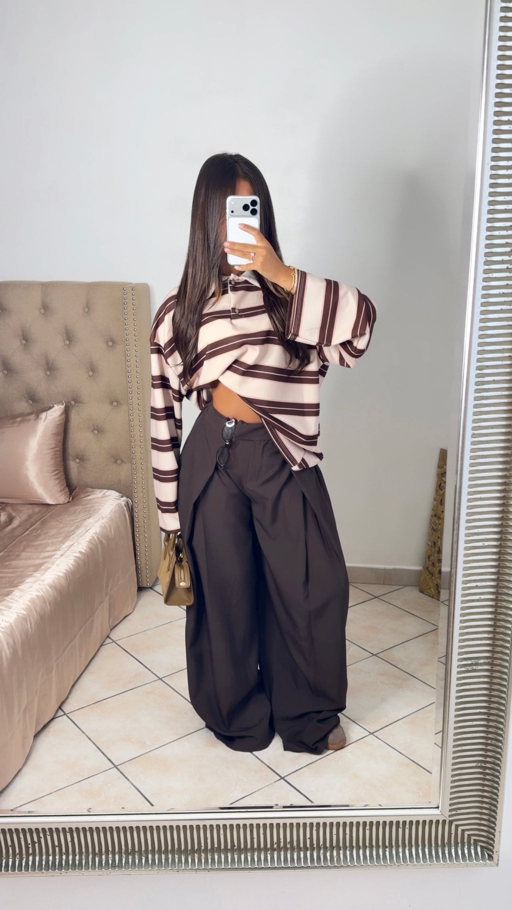 Pantalon tailleur doublé [MARRON]