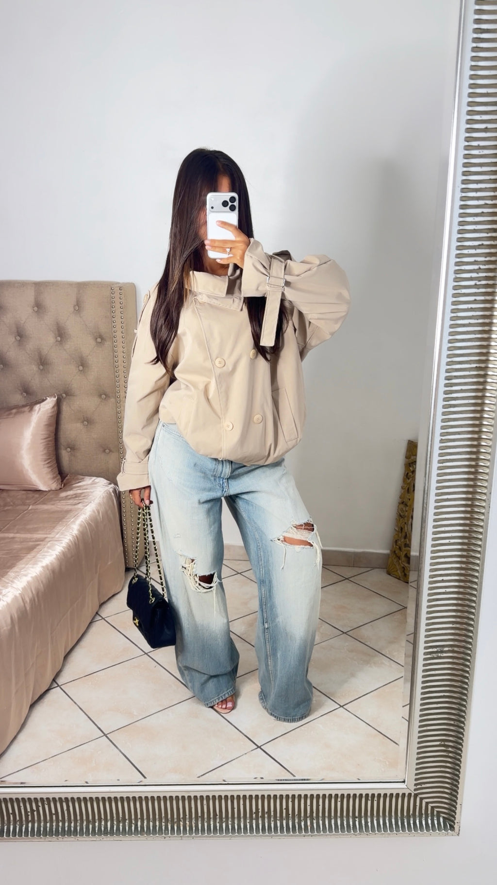 Trench court effet ballon [BEIGE]