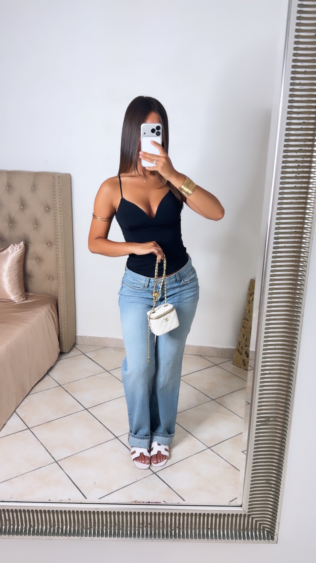 Top décolleté en V structuré [NOIR]