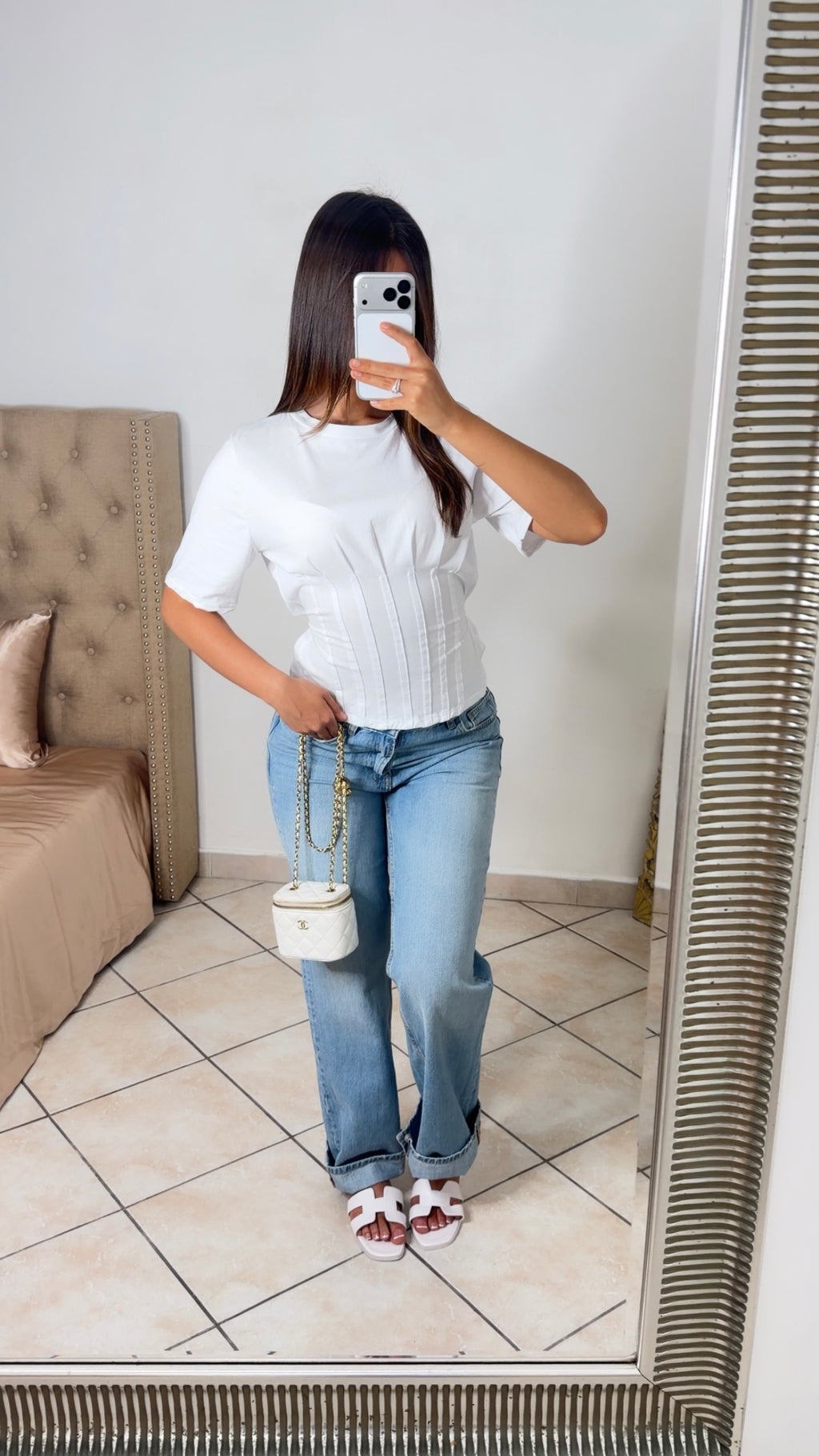 T-shirt effet corset [BLANC]