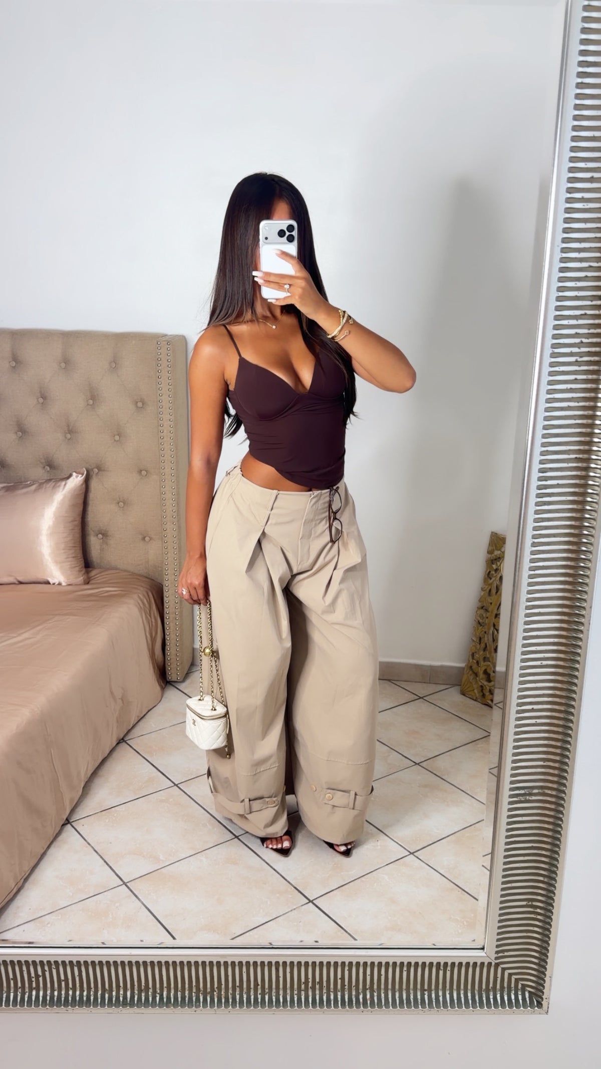 Pantalon oversize détail trench [BEIGE]