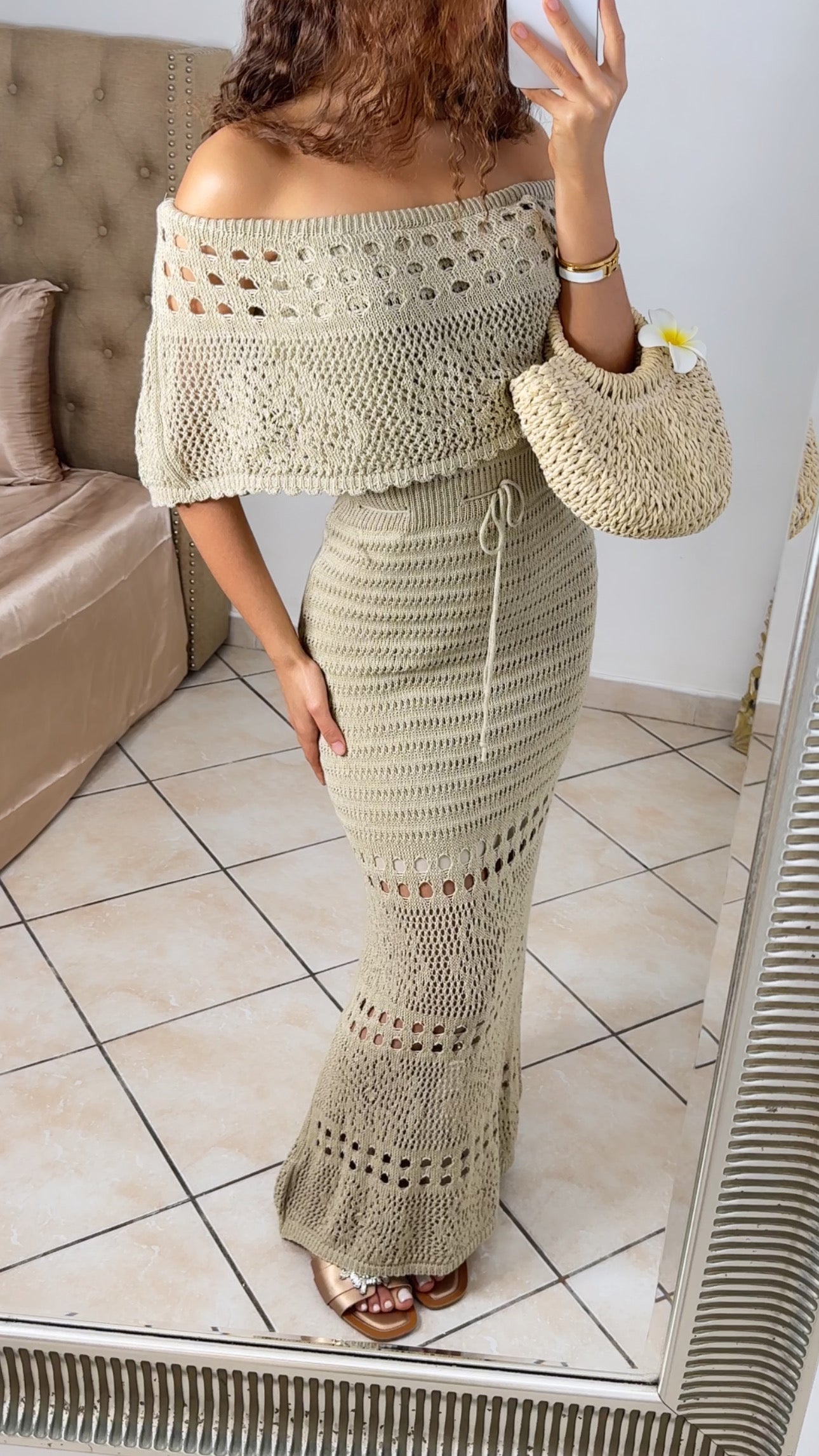 Robe de plage a crochet [TAUPE]