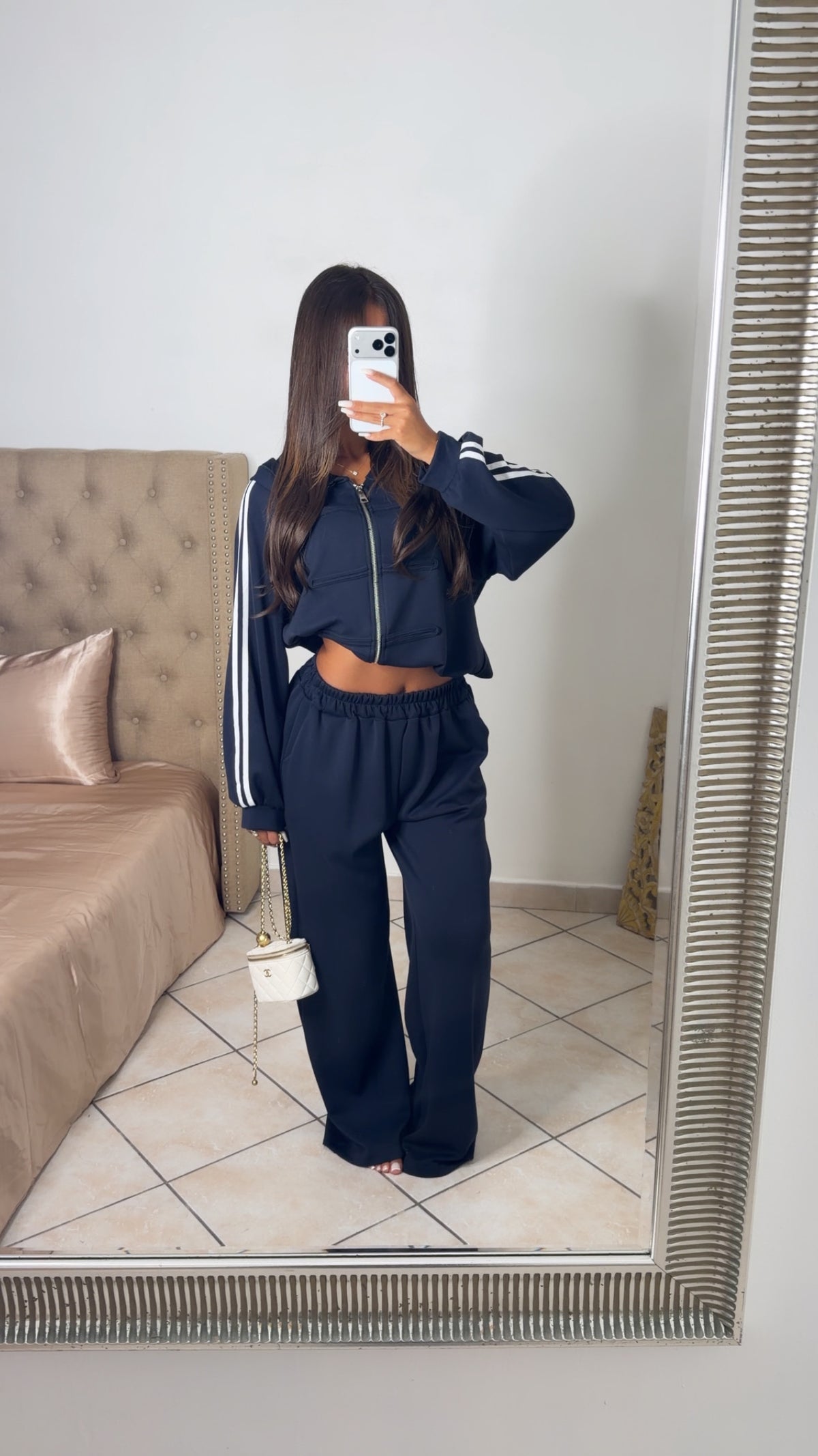 Ensemble sweat zippé détail asiatique et pantalon [MARINE]