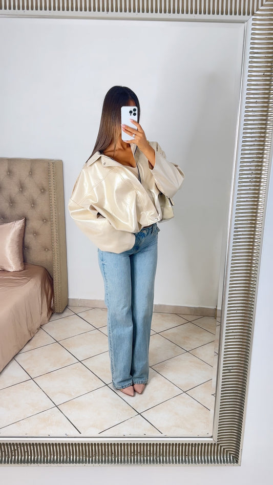 Veste bomber oversize irisé [DORÉ]