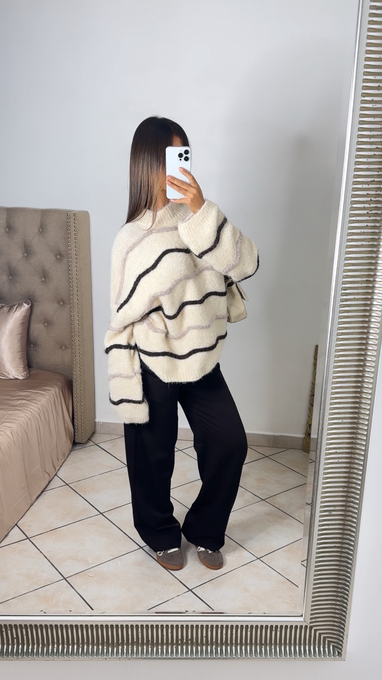 Pull oversize à rayures [CREME]