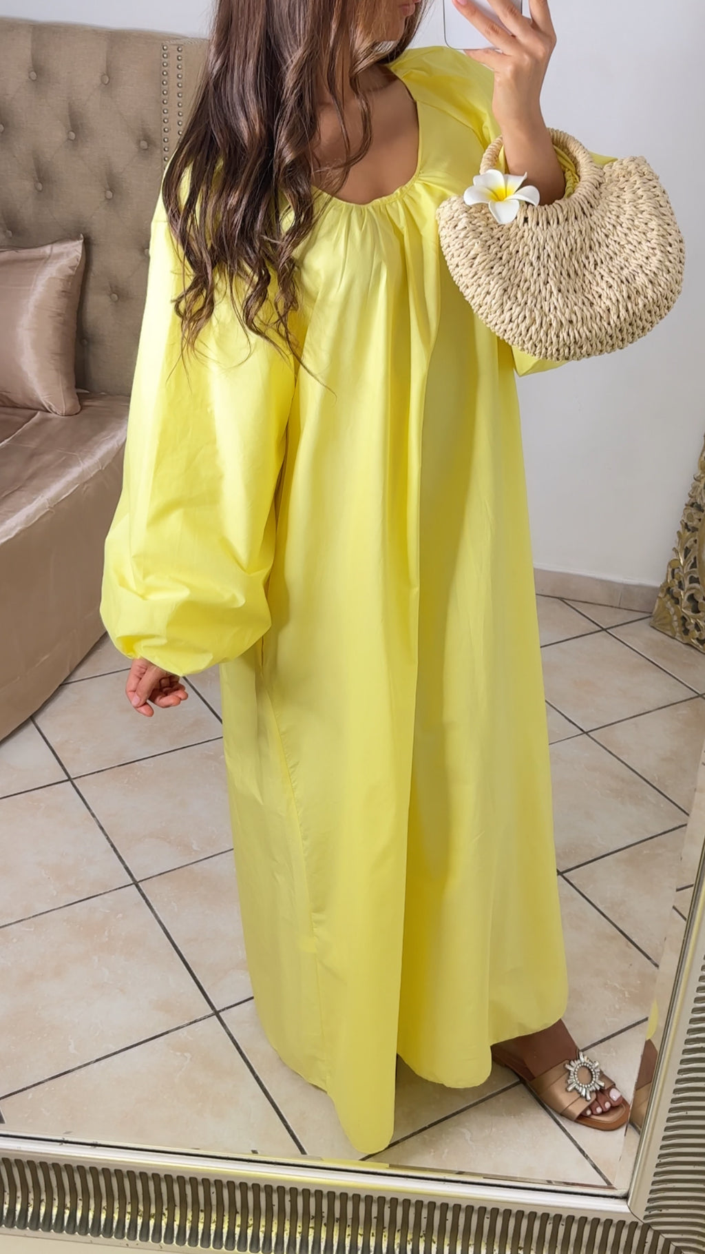 Robe en popeline de coton [JAUNE]