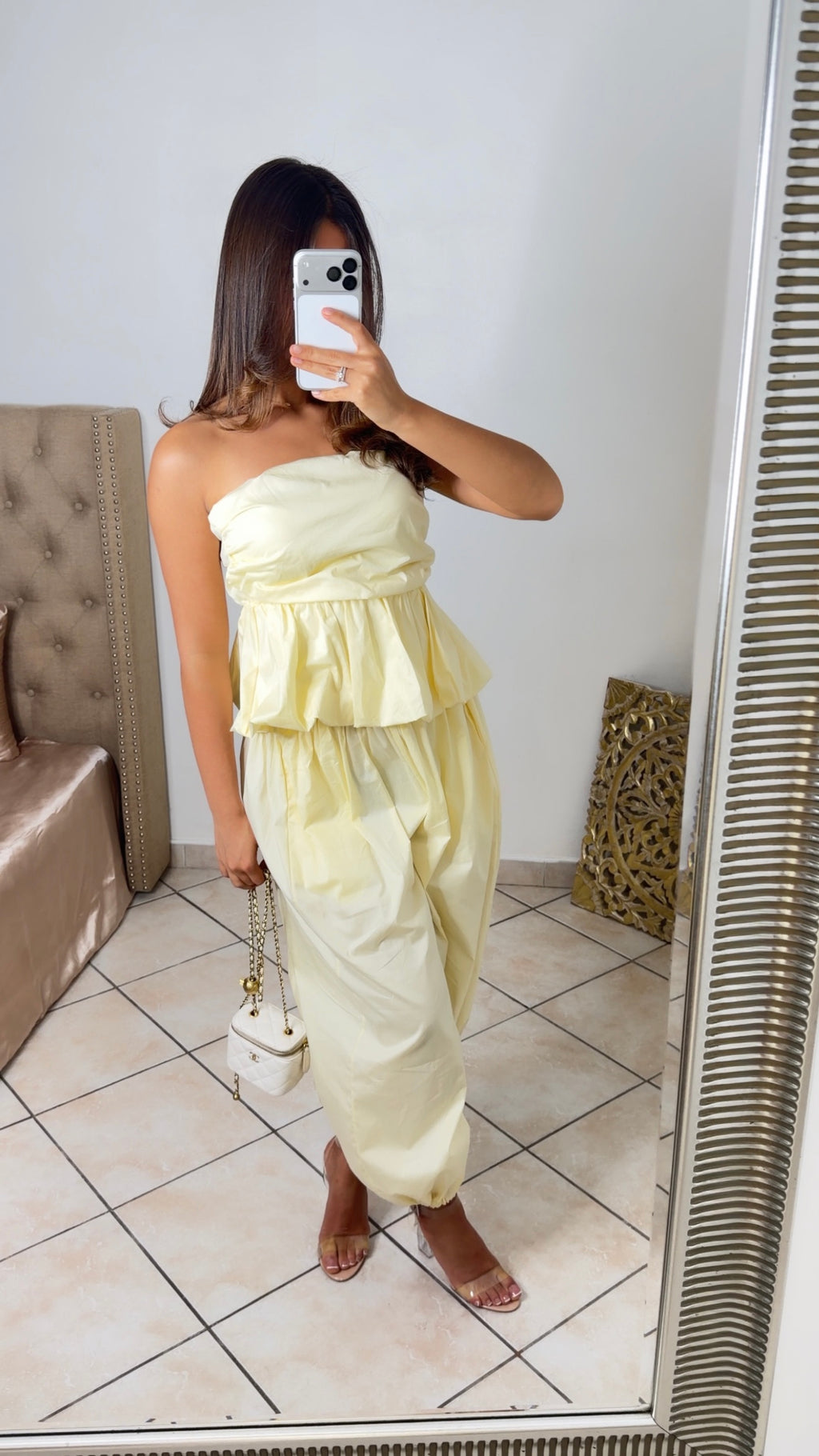 Ensemble bustier et pantalon bouffant [JAUNE]