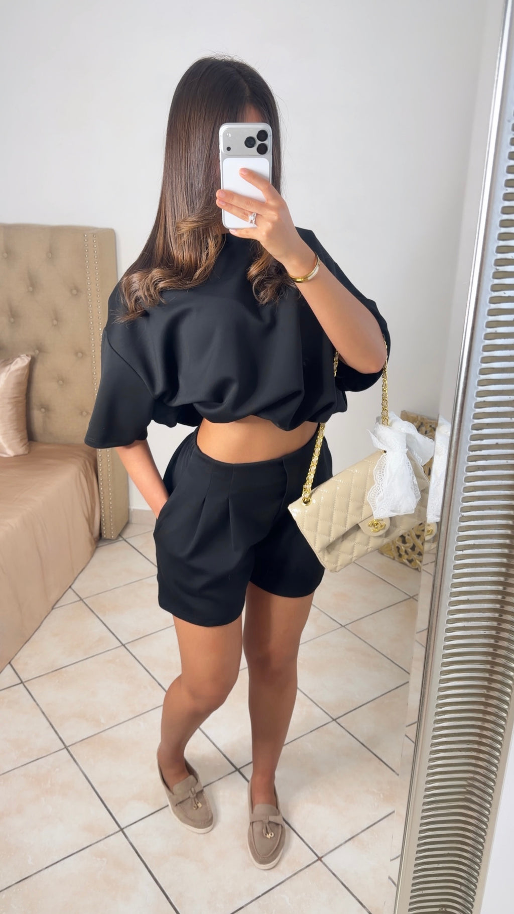 Ensemble t-shirt bouffant et short [NOIR]
