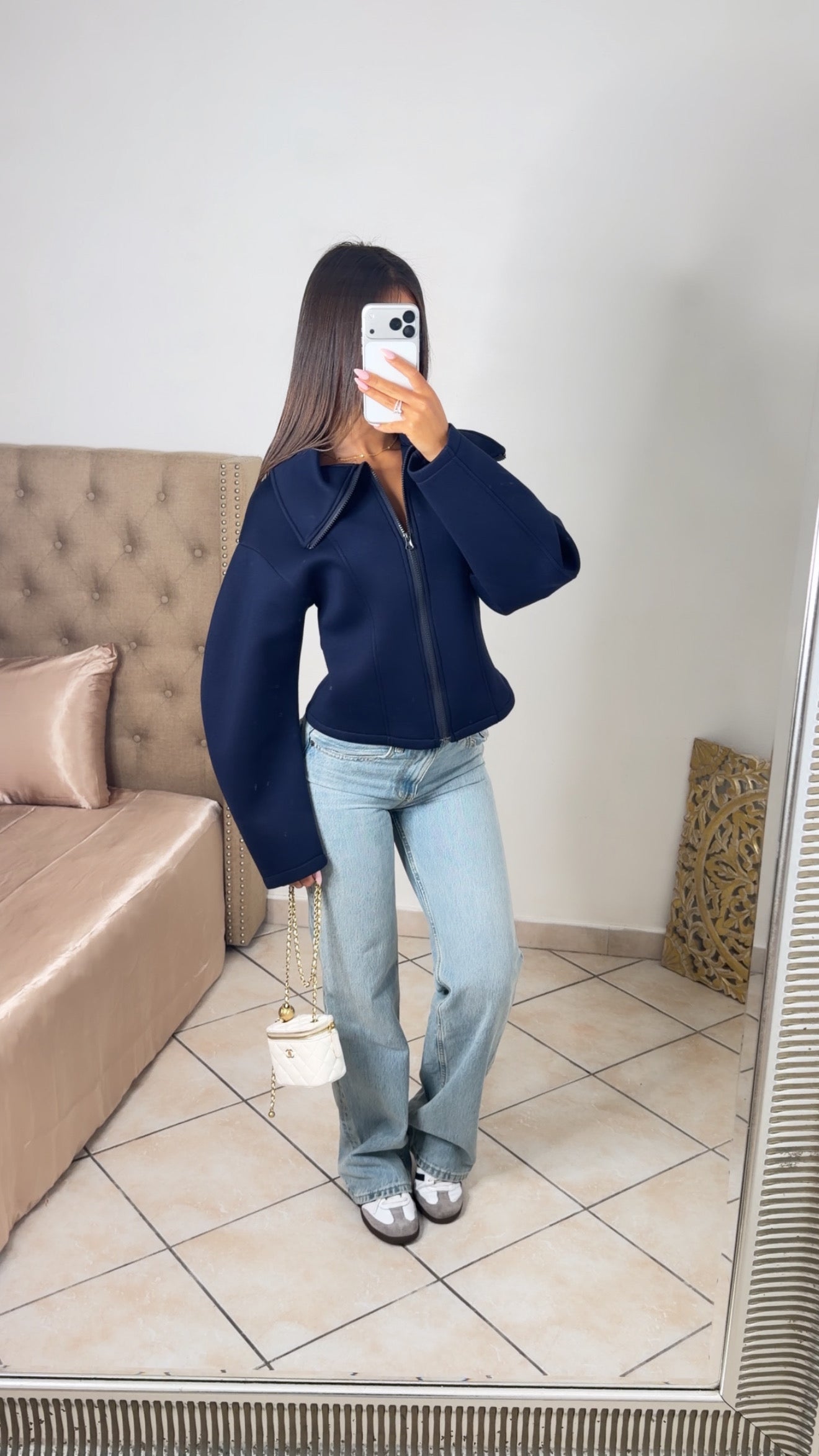 Veste structurée à zip [MARINE]