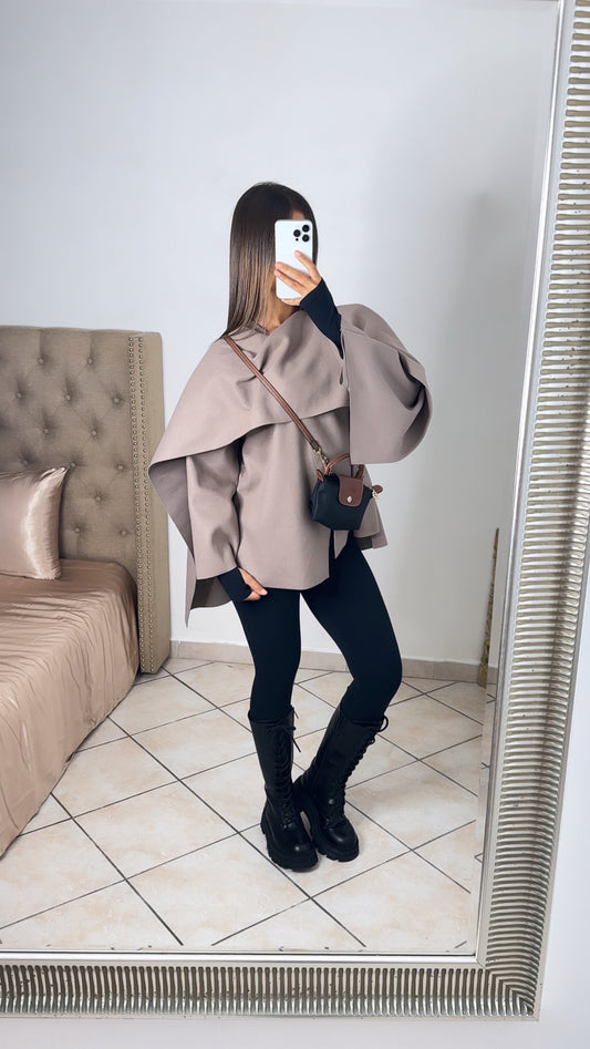 Veste écharpe façon cape [TAUPE]
