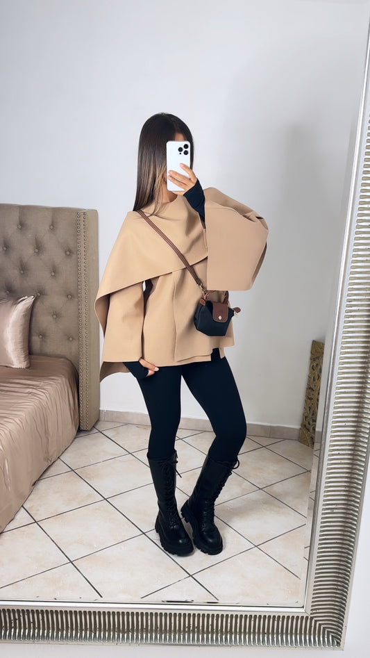 Veste écharpe façon cape [CAMEL]