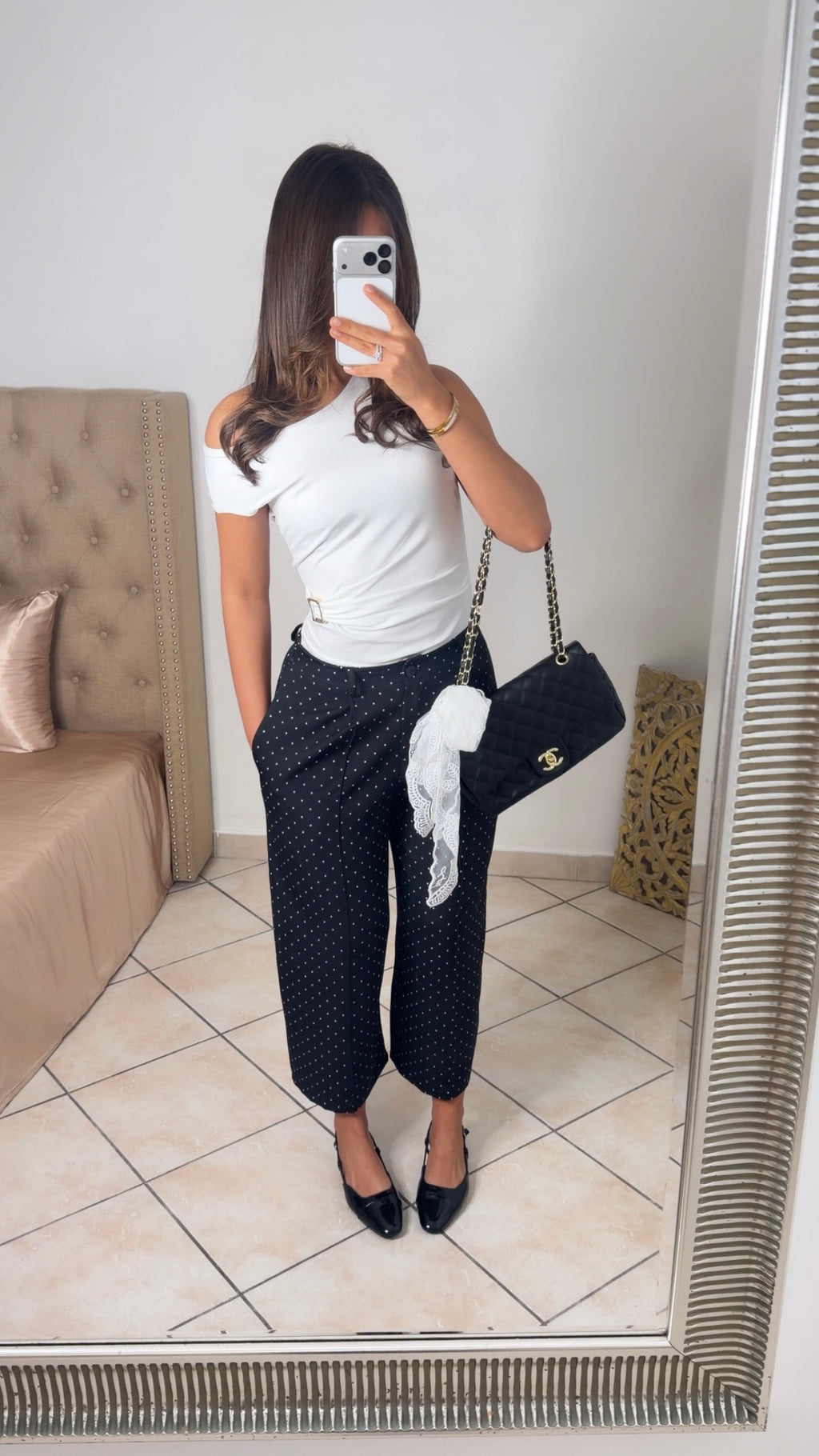Pantalon cropped à pois [NOIR]