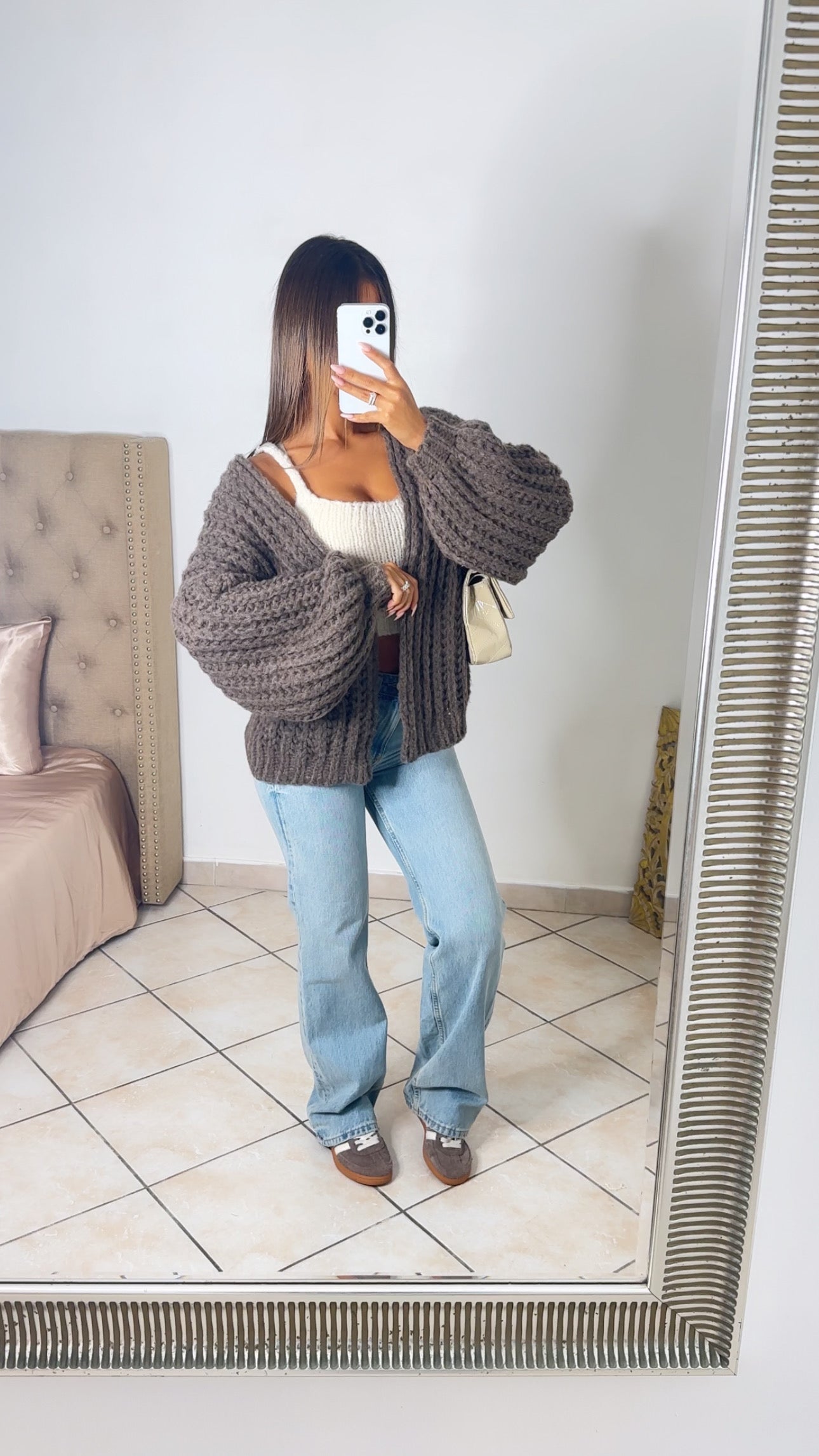 Cardigan en grosse maille [TAUPE]