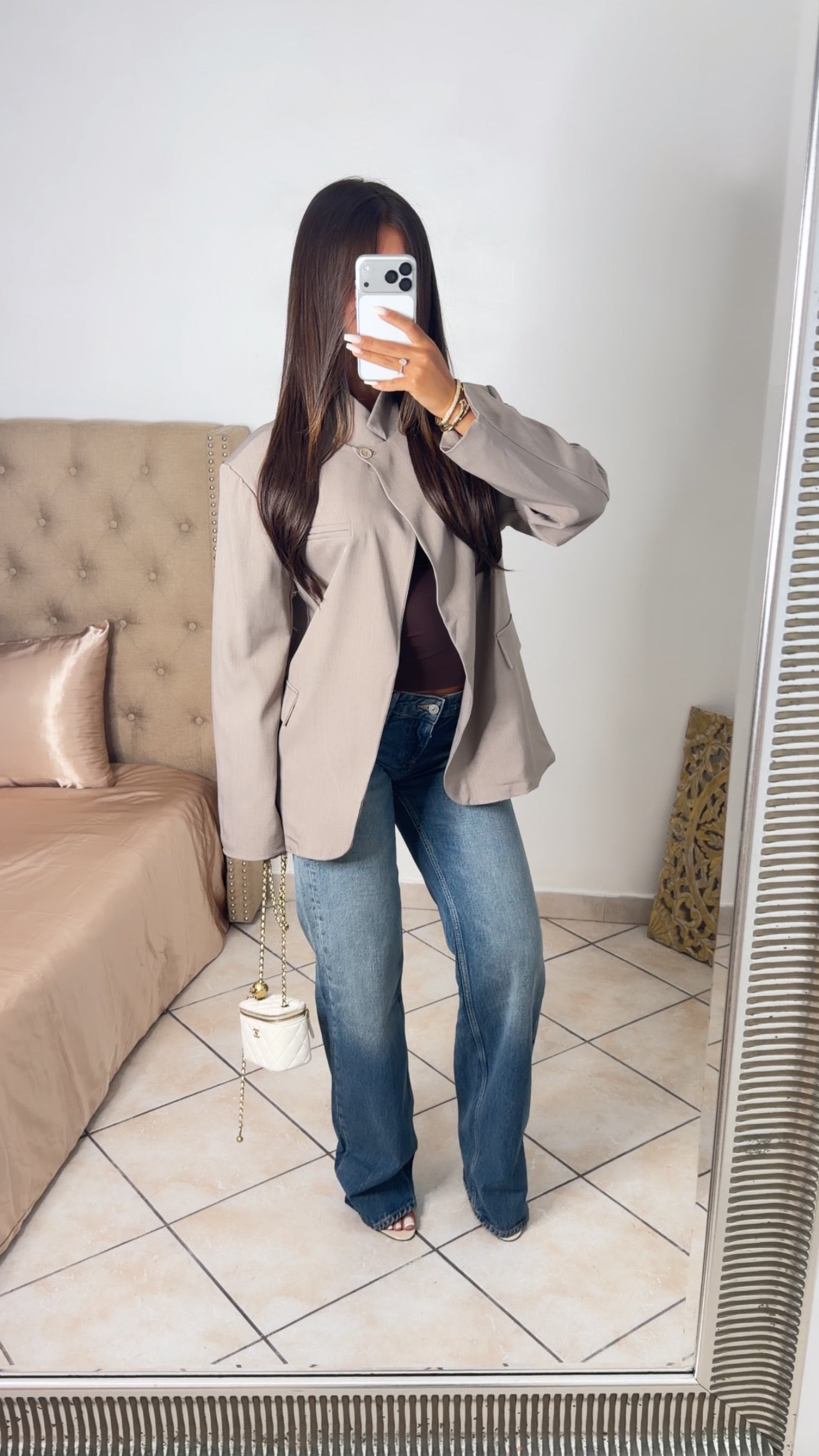 Blazer oversize croisé [TAUPE]