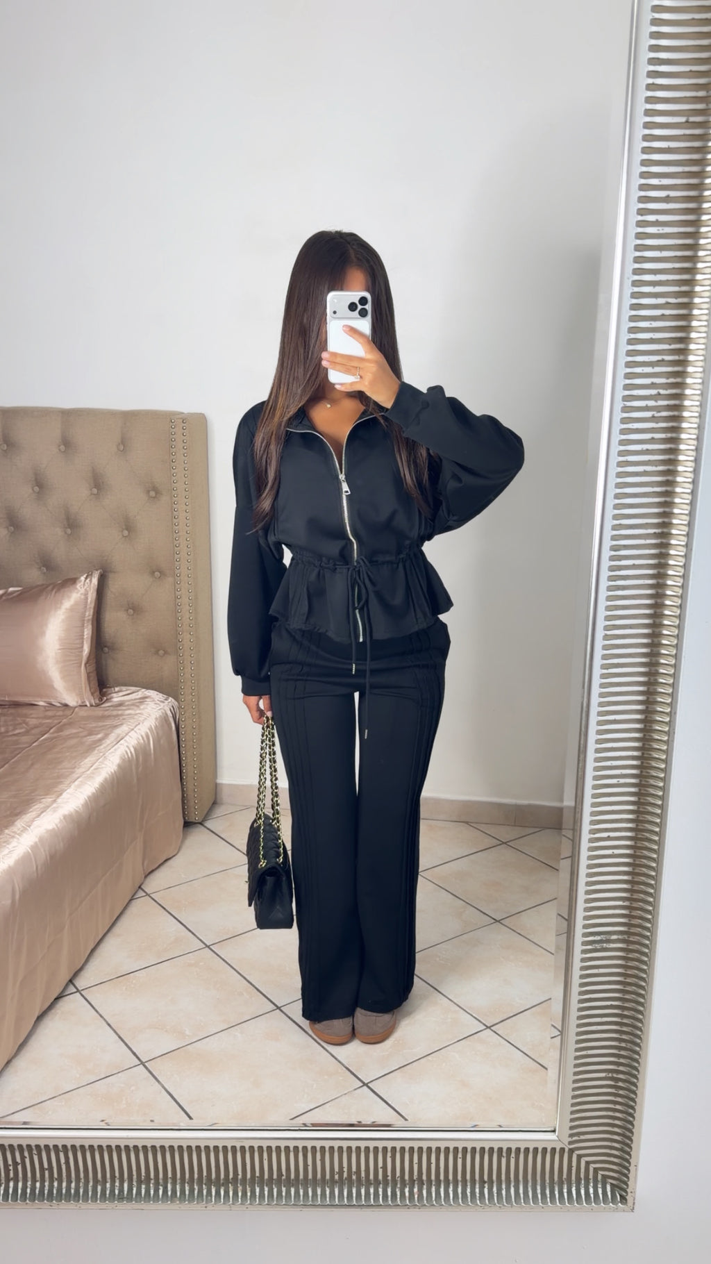 Ensemble Utility - veste zippée & pantalon droit [NOIR]
