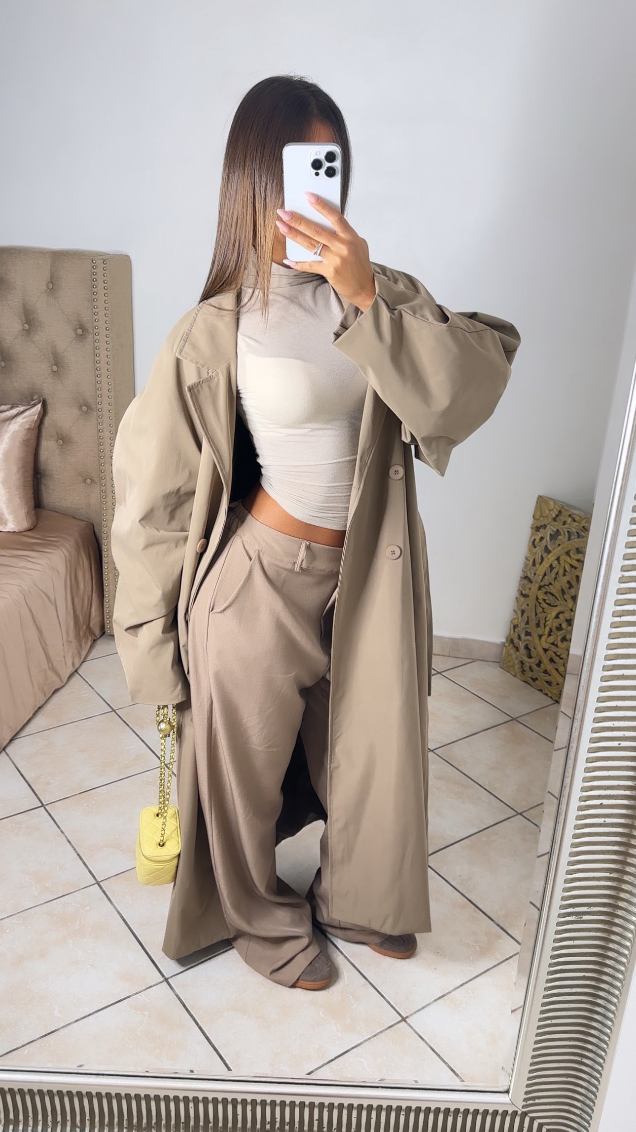 Trench long oversize manches ballon [TAUPE]