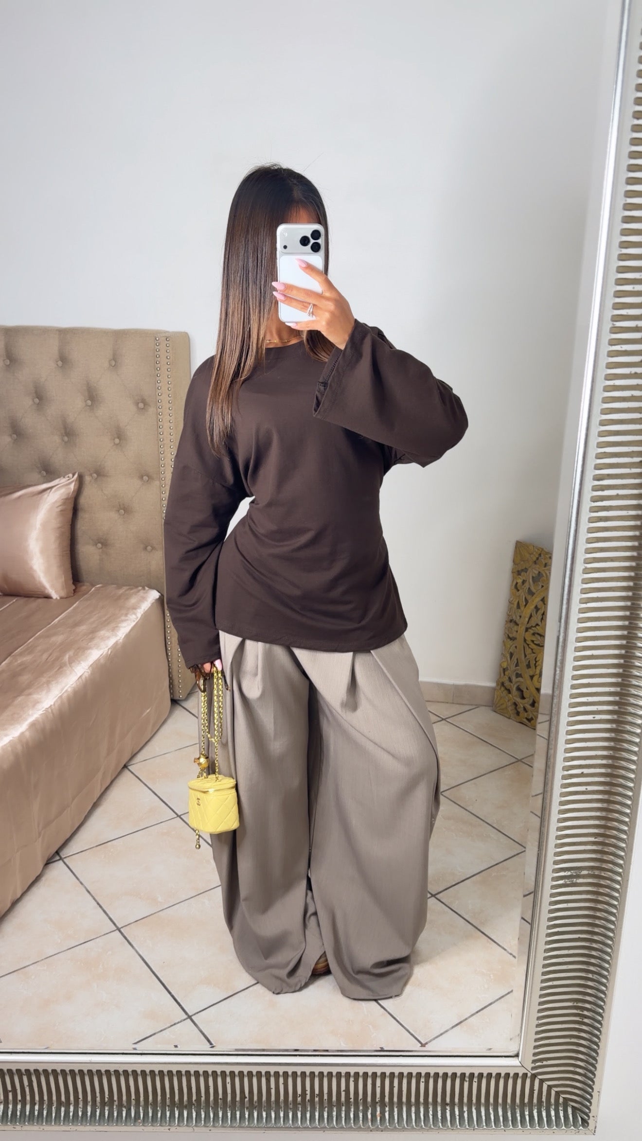 T-shirt oversize à cintrée au dos [MARRON]