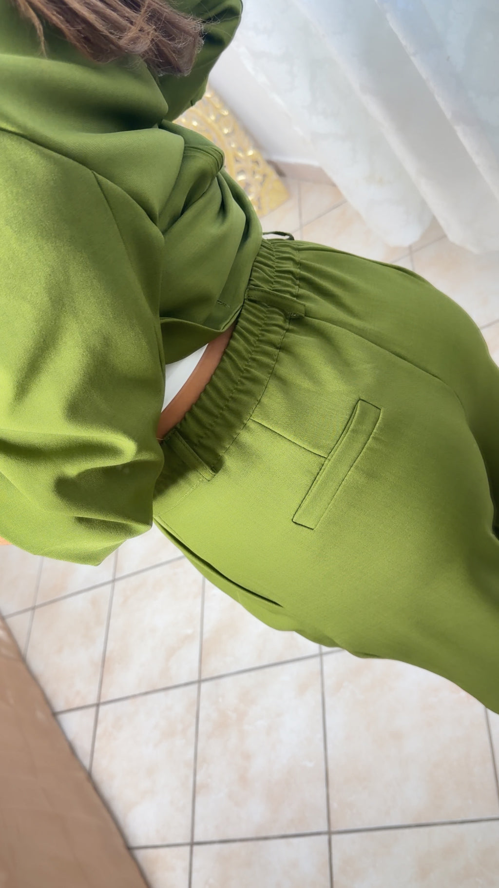 Ensemble blazer manches courtes et bermuda [OLIVE]