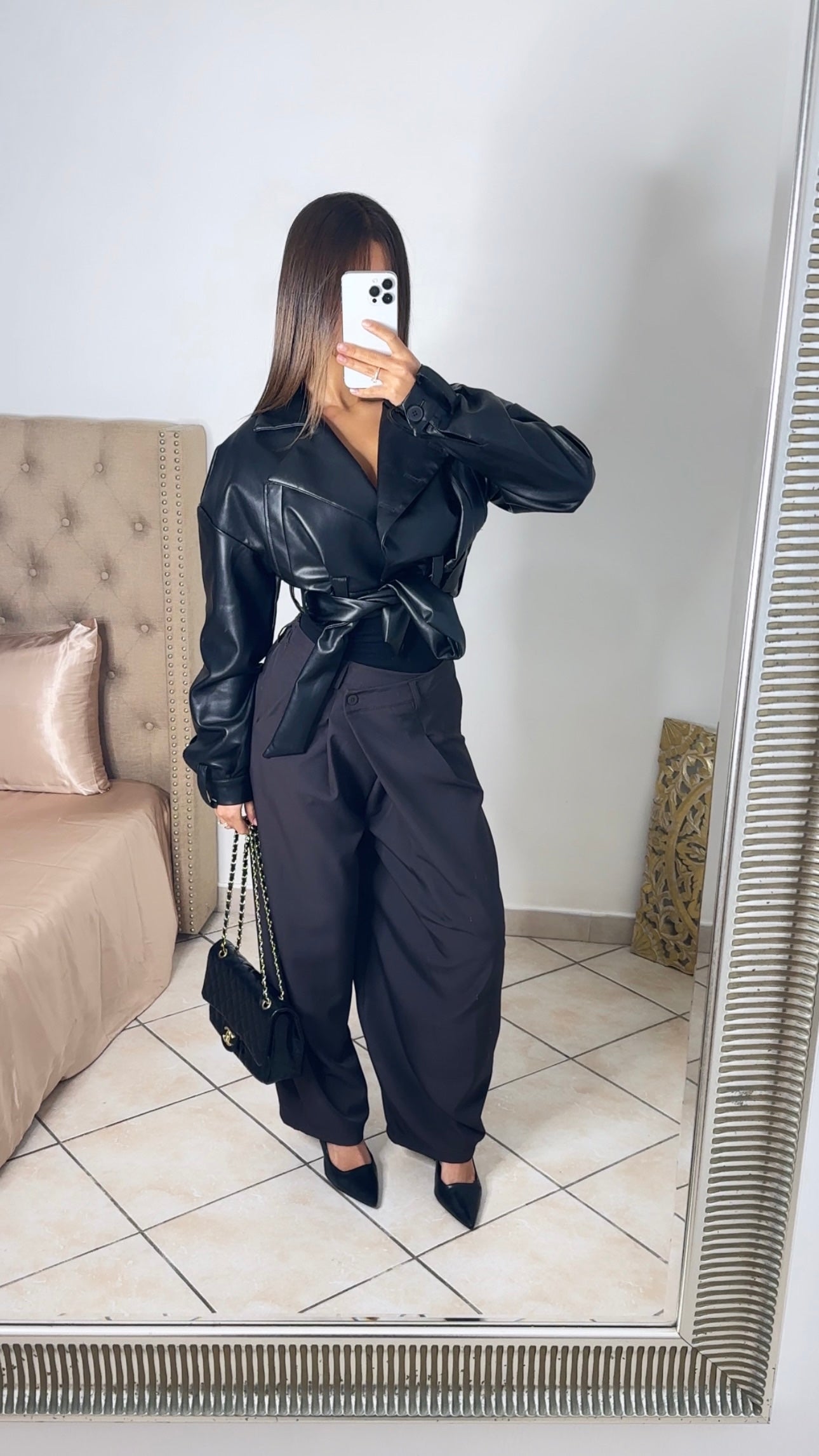 Pantalon croisé ballon [MARRON]