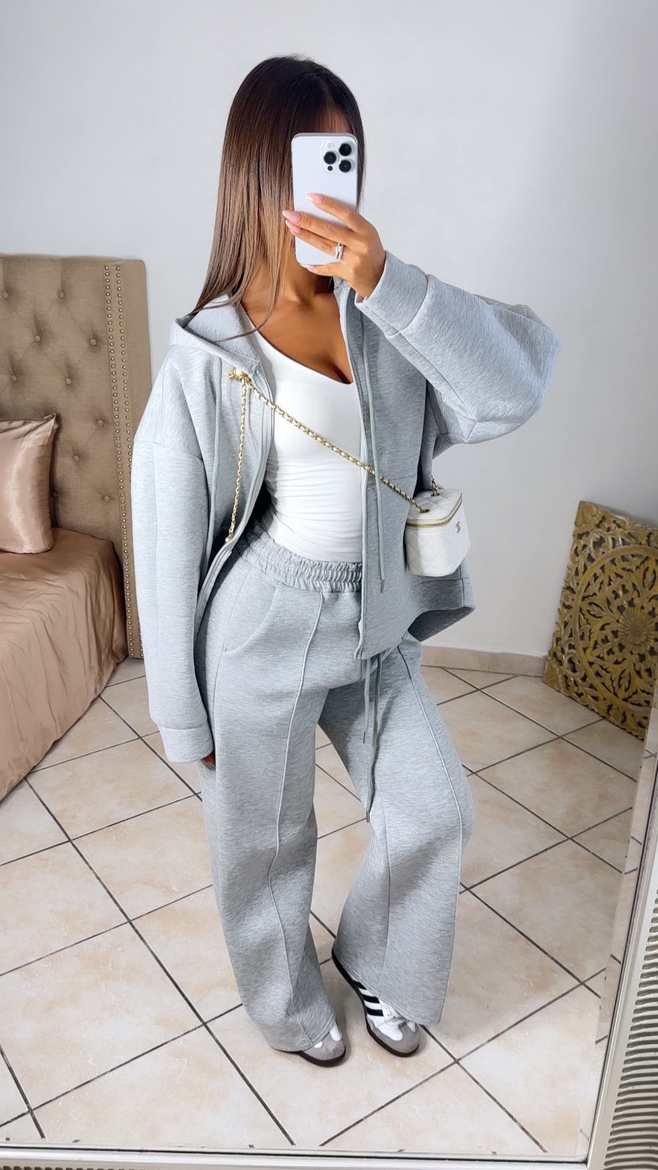 Ensemble de jogging épais oversize à zip [GRIS]