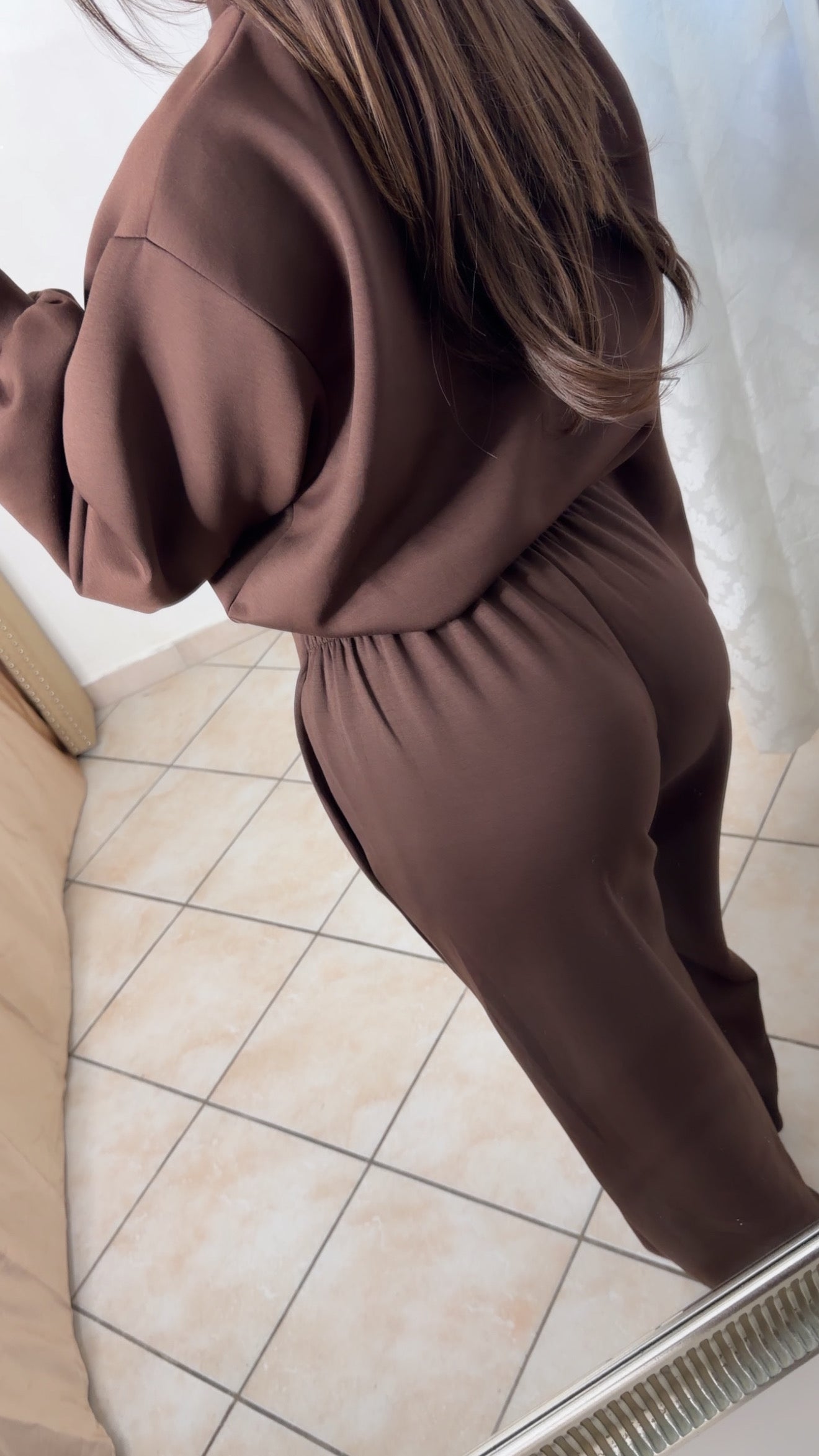 Ensemble sweat bouffant et pantalon [MARRON]