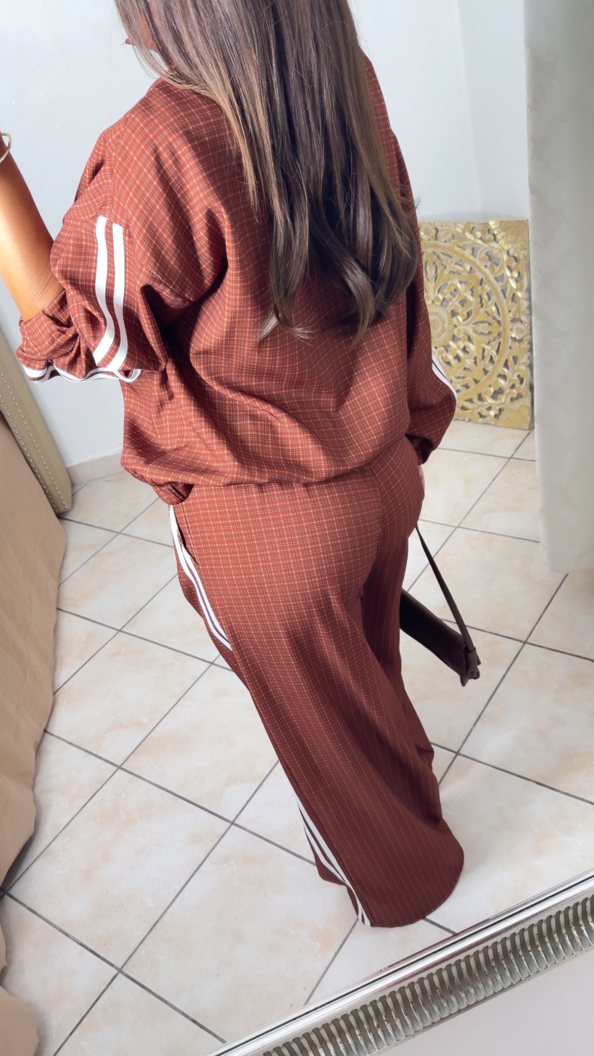 Ensemble jogging à bandes et carreaux [ROUILLE]