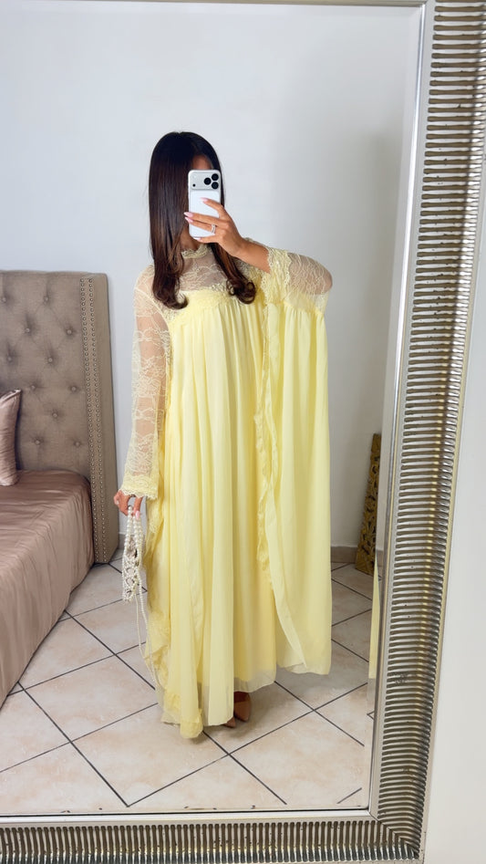 Robe longue à dentelle [JAUNE]