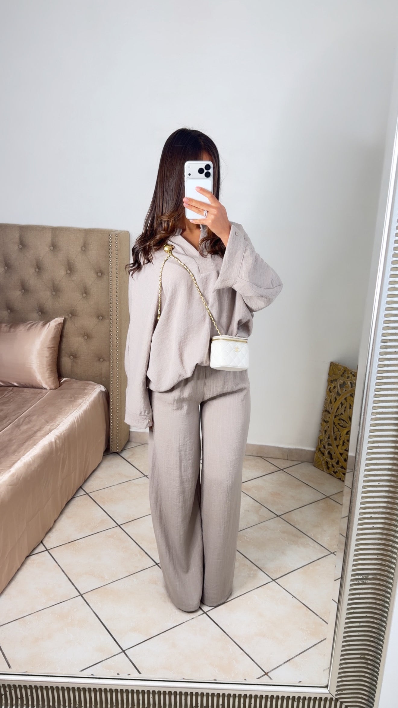 Ensemble Marrakech effet lin [TAUPE]