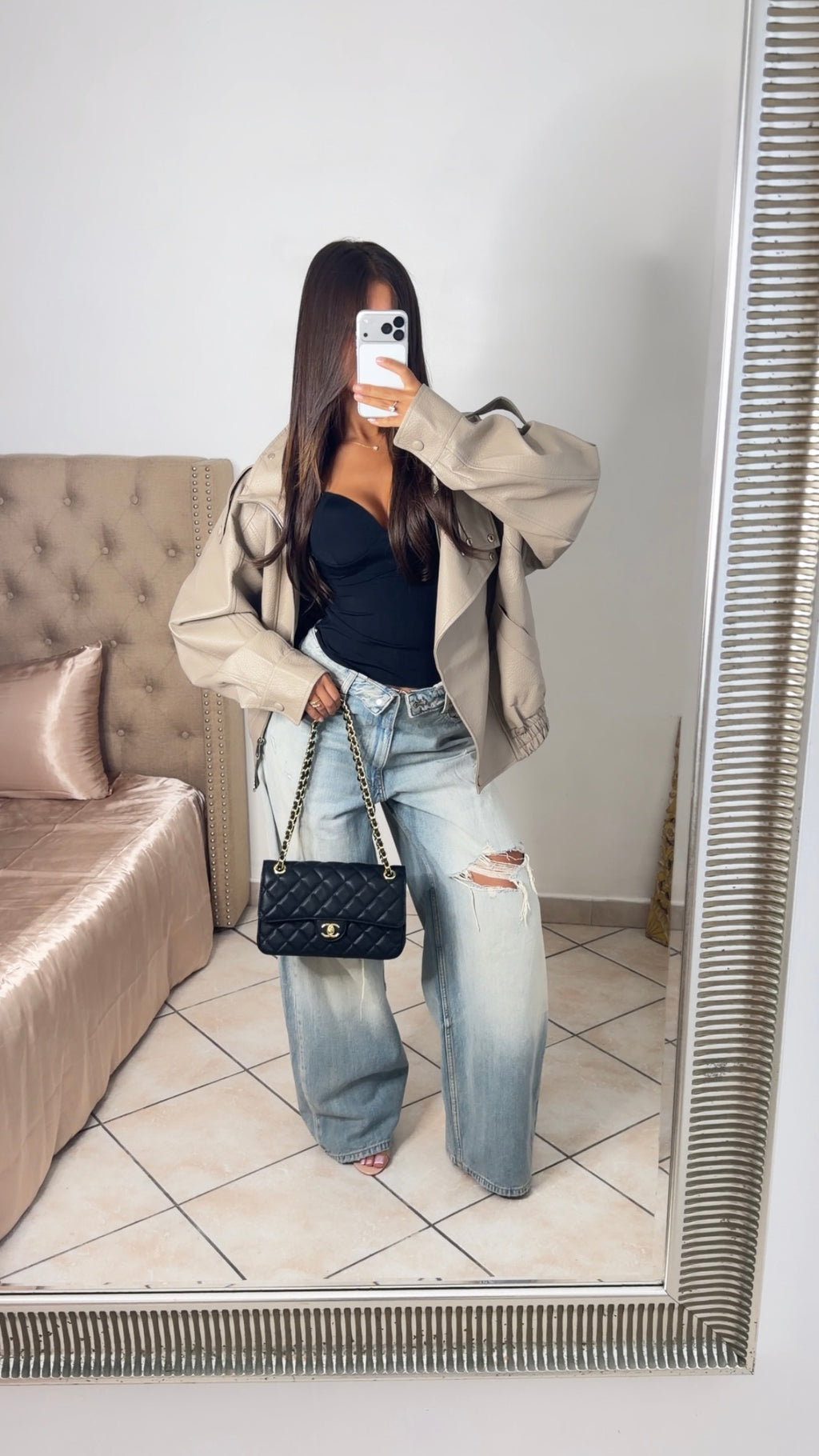 Veste oversize similicuir [BEIGE]