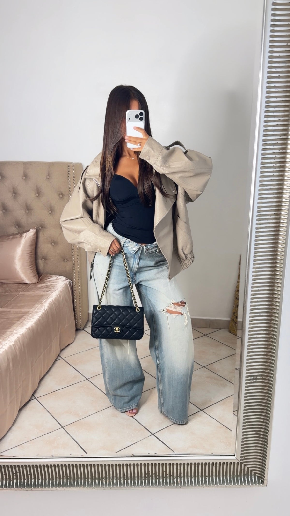 Veste oversize similicuir [BEIGE]