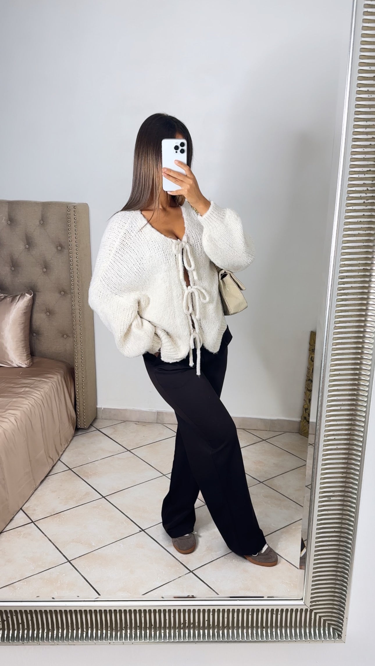 Cardigan en maille triple noeuds [CREME]