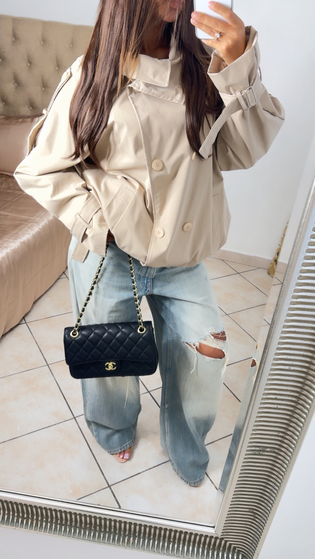 Trench court effet ballon [BEIGE]