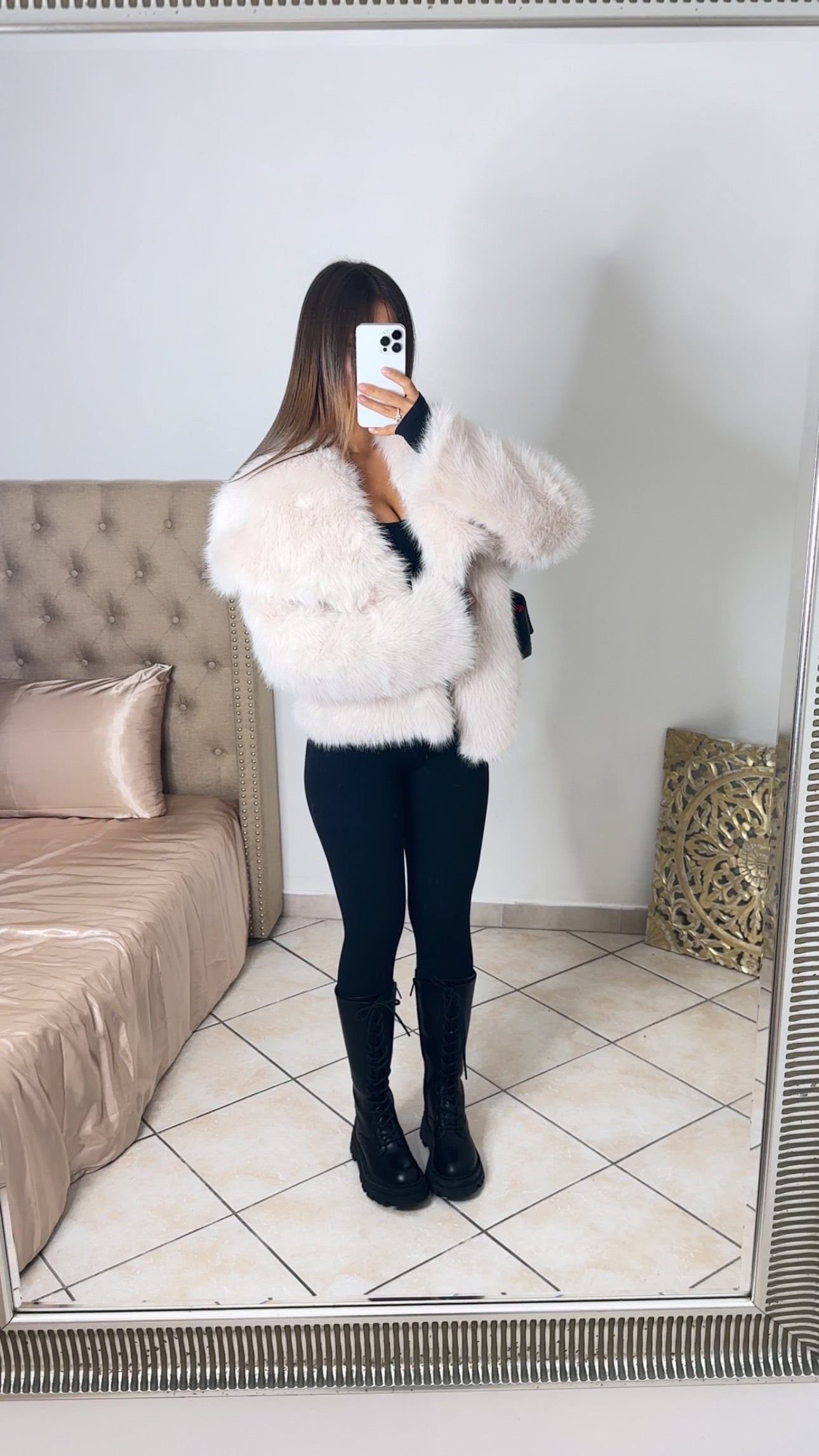 Manteau fausse fourrure [BEIGE]